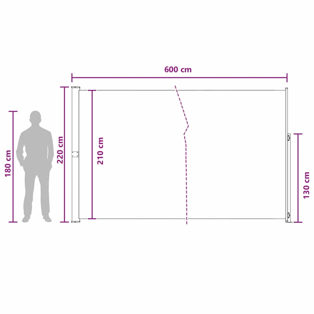 Tenda laterale retrattile Tortora 600 x 220 cm Poliestere 42035385