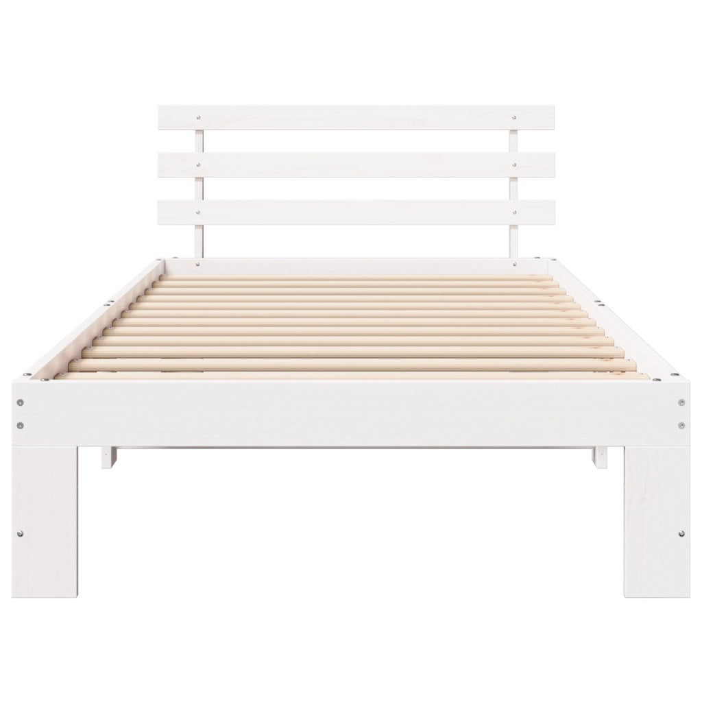 Struttura Letto in Legno Bianca Legno 100 x 200 cm Minimalista
