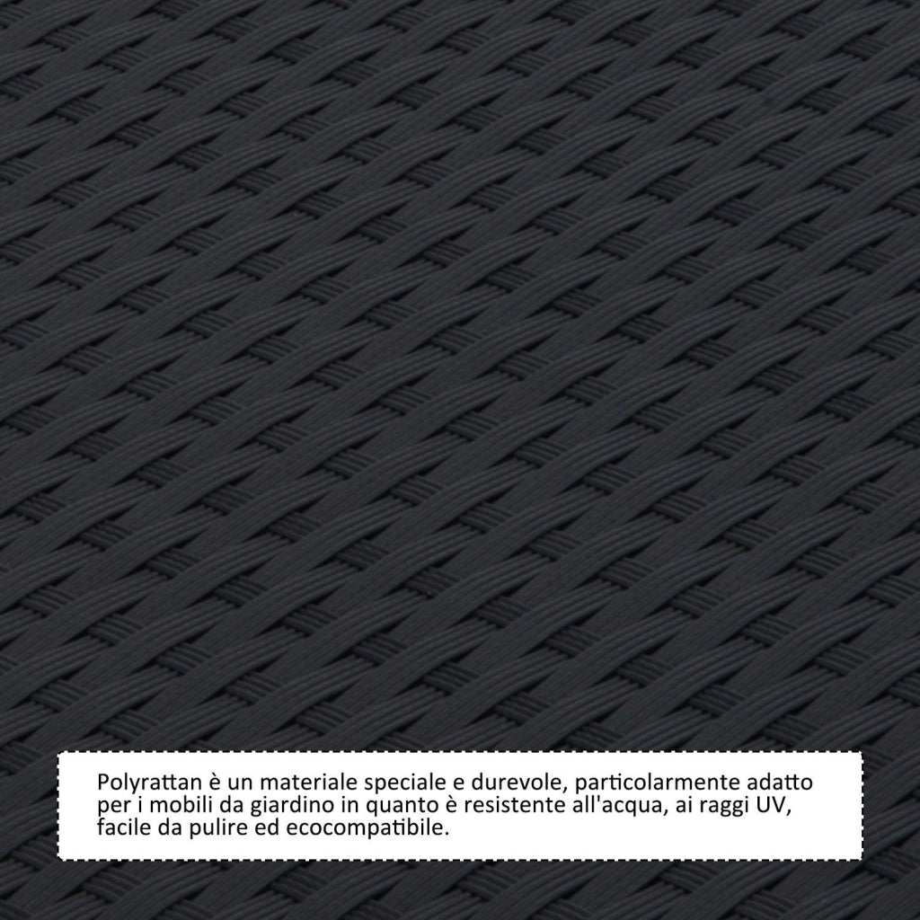Set Tavolino e 2 Sedie Pieghevoli da Giardino in Rattan Sintetico Nero