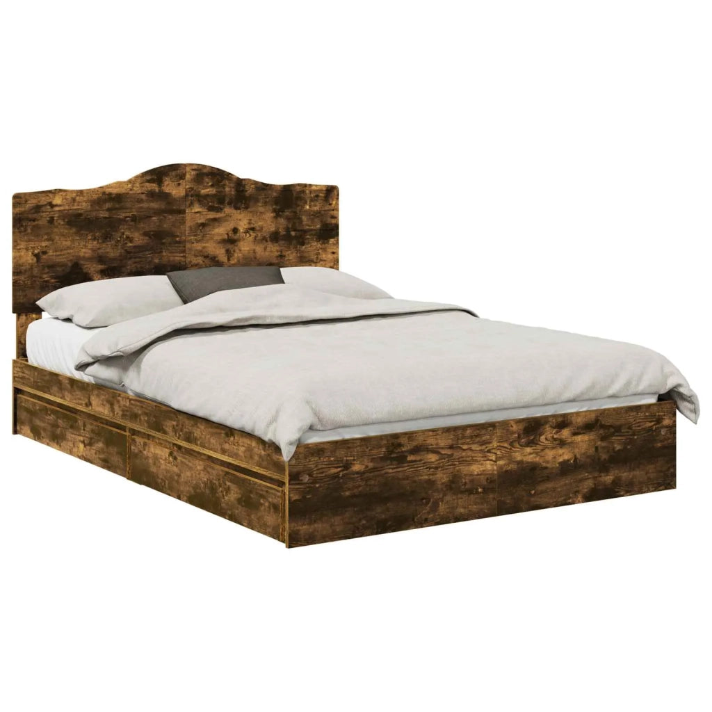Letto con Contenitore con testiera Rovere fumé 160 x 200 cm