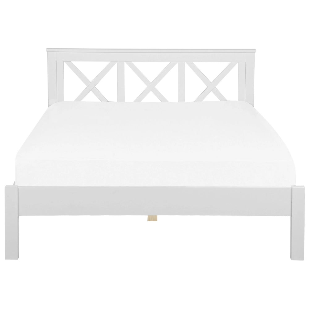 Letto in Legno Bianco con Rete a Doghe Design Elegante 180 x 200 cm