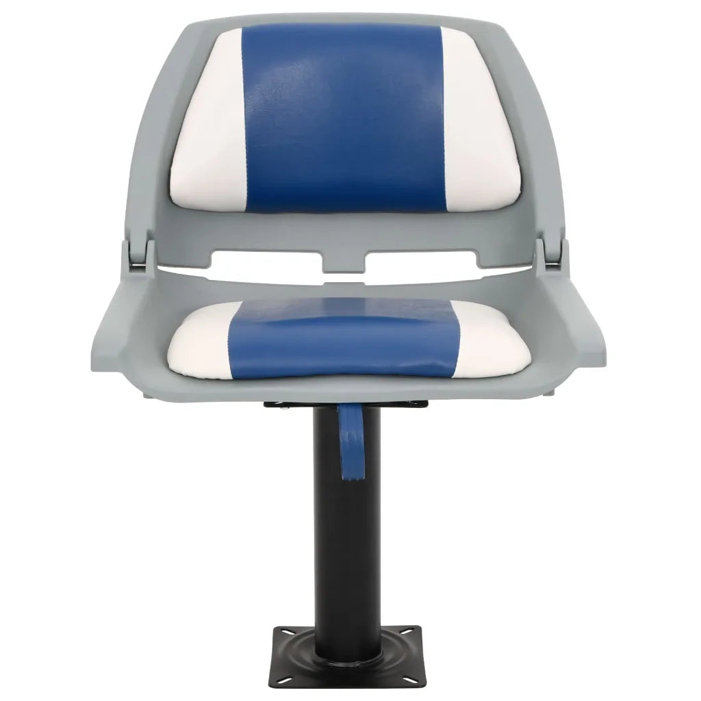 Set Sedile per Barca Pieghevole 2pz Blu e Bianco 48x51x41 cm