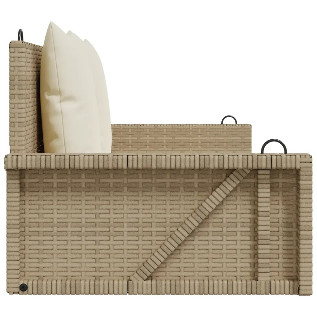 Panca da Giardino | Panchina a Dondolo con Cuscini Beige 119x56x48 cm in Polyrattan