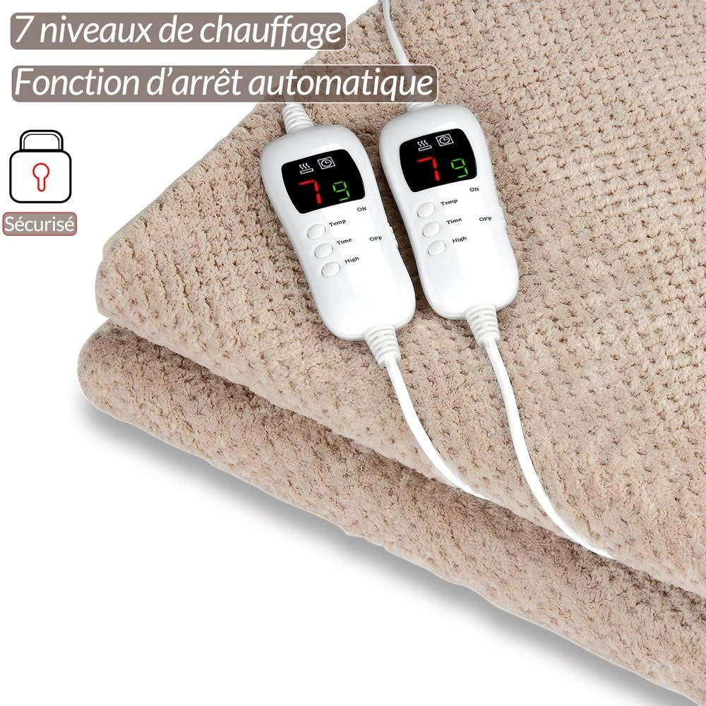 Coperta Elettrica Riscaldante 160x140cm 5 Livelli Calore Pile Corallo 2x 60W Lavabile Grigio