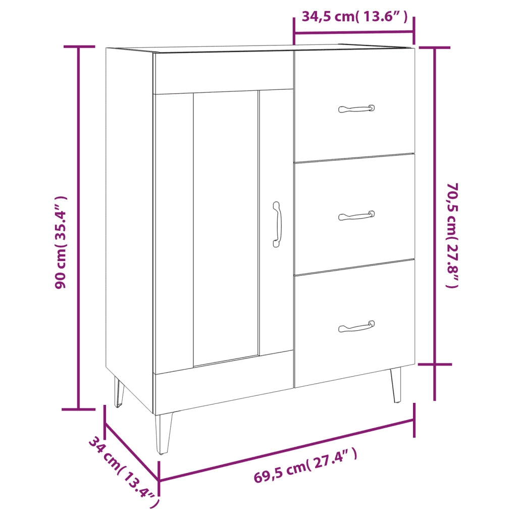 Credenza Rovere Sonoma 69,5x34x90 cm in Legno Multistrato 812234