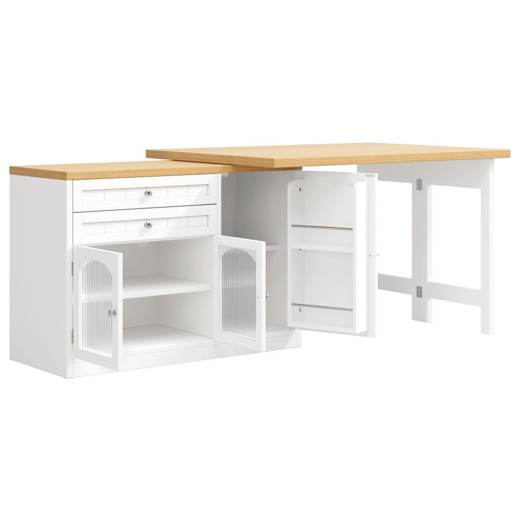 TAVOLO ISOLA CUCINA ESTENSIBILE 120-194 cm Bianco MDF Metallo