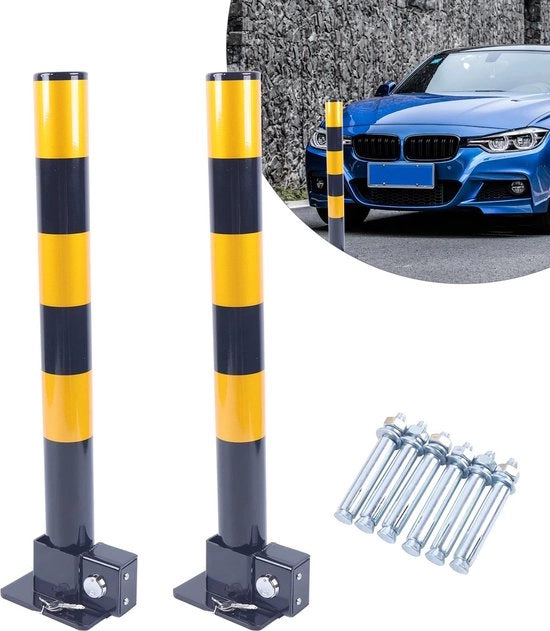 Barriera di parcheggio pieghevole - 2 pezzi - Sicurezza veicoli - Accessori per auto - Rampino di carreggiata