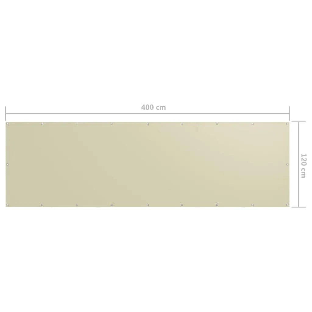 Paravento da Balcone-Pannello per balcone Crema 120x400 cm in Tessuto Oxford