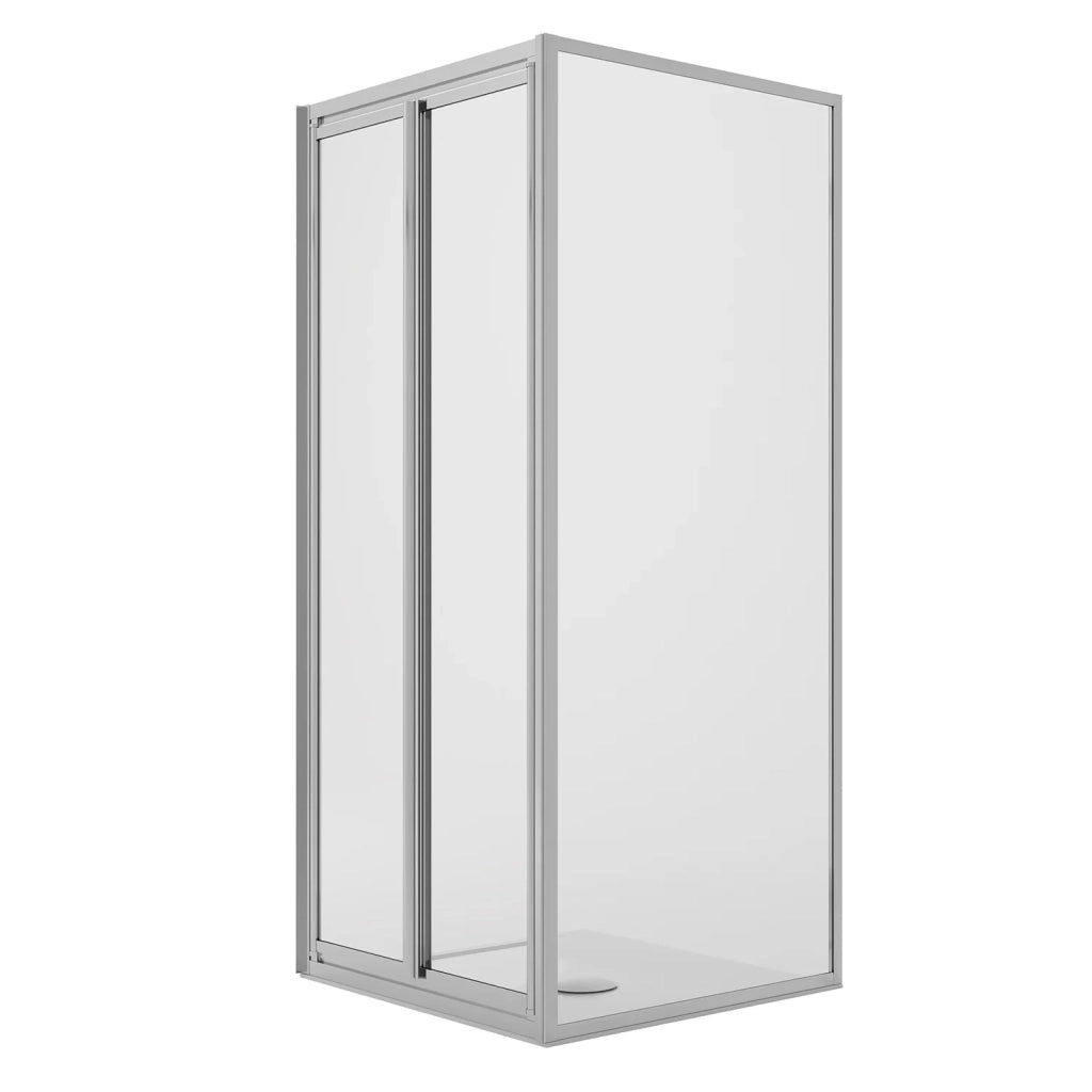 Box Doccia Angolare 75x90CM H198 Cristallo Trasparente Fisso+Saloon 2 Ante Battente 90 mod. West