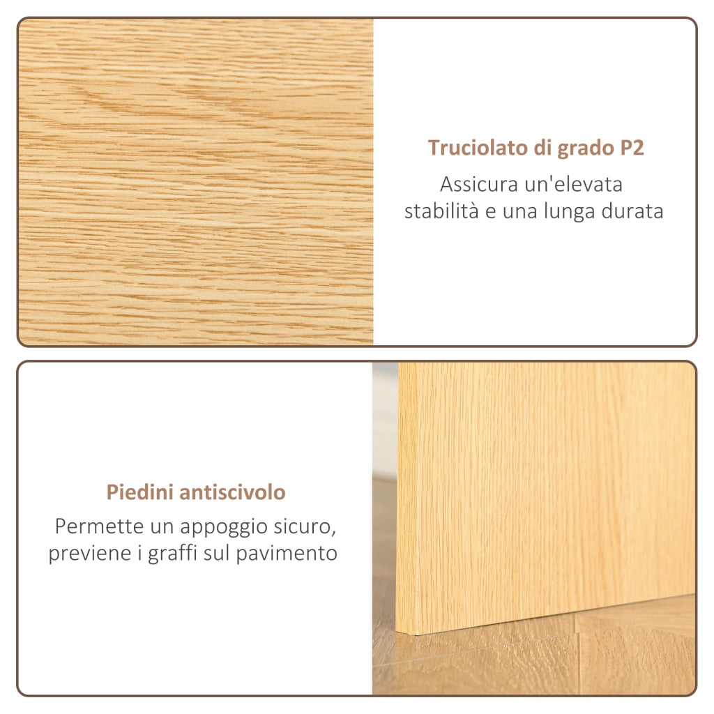 Scrivania per Computer con 2 Ripiani e 2 Cassetti ¨C Zephmum ¨C Rovere Legno 117x82x74 cm