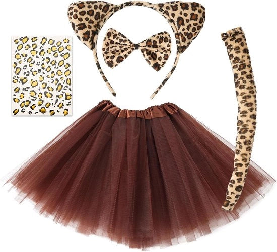 Set di Costumi da Gatto per Ragazze Halloween con Orecchie da Gatto e Fiocco di Farfalla