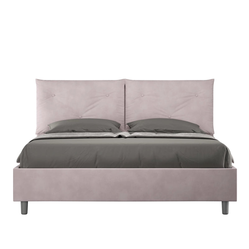 Letto imbottito Matrimoniale 160x210 cm Appia - Con rete,Glicine,Microfibra