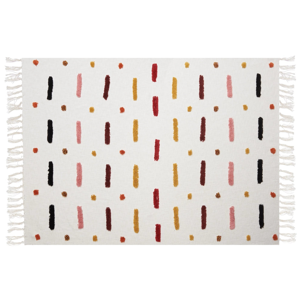Coperta multicolore cotone 130 x 180 cm copriletto moderno motivo astratto frange