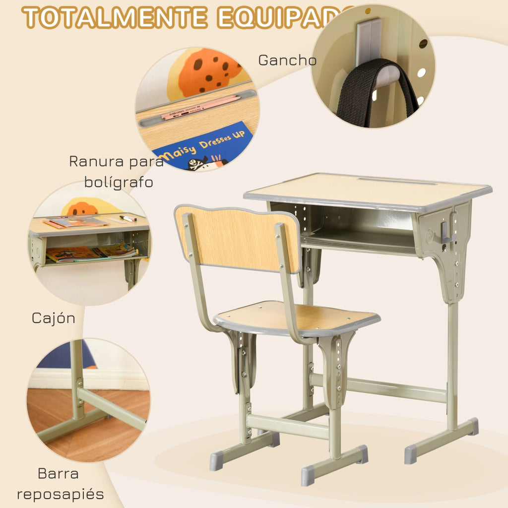 Scrivania Bambini con Sedia ¨C zephmum ¨C Legno Naturale