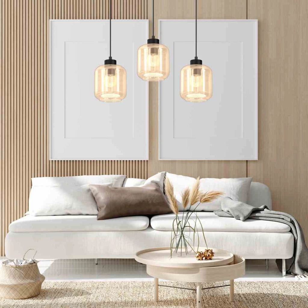 Lampada a sospensione Milagro Sombra MLP8371 3xE27 nera/ambra