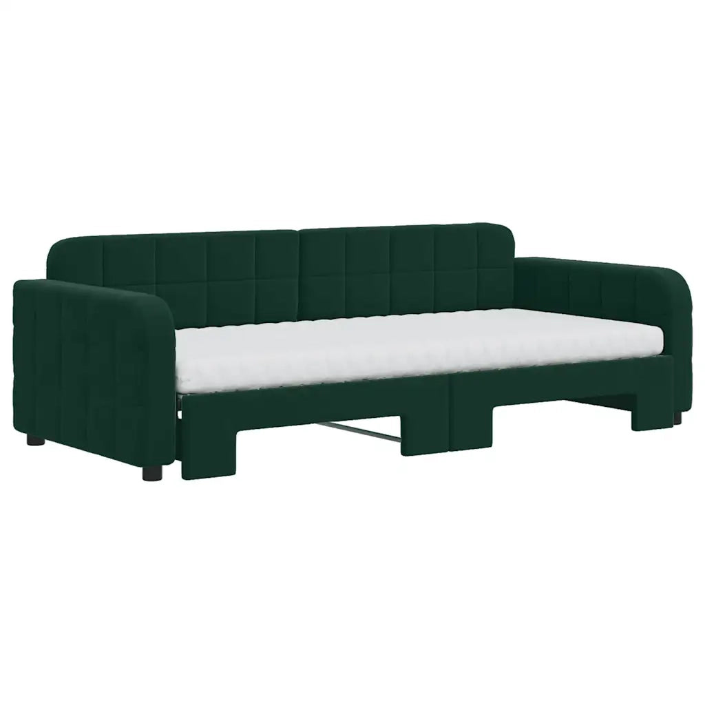 Divano Letto Estraibile Materassi Verde Scuro 90x200 Velluto