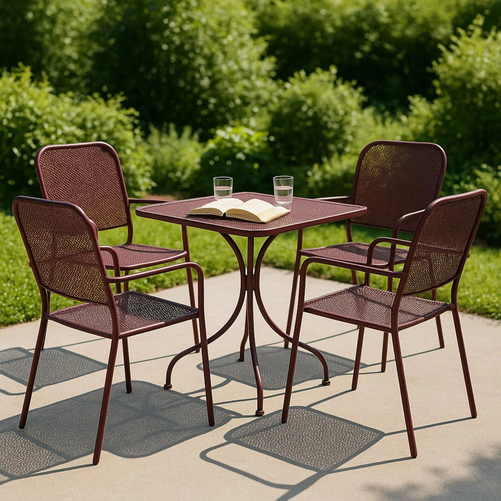 Tavolo da giardino quadrato Nexo (70x70x72 cm), per esterno, in ferro con piano traforato