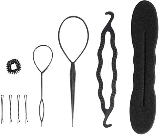 Set di strumenti per la pettinatura - Crea il Bun Magico - Trecce e coda di cavallo/Tail di coda - Resistente e duraturo - Accessori per la pettinatura femminile - Facile da utilizzare - Accessori per la styling dei capelli