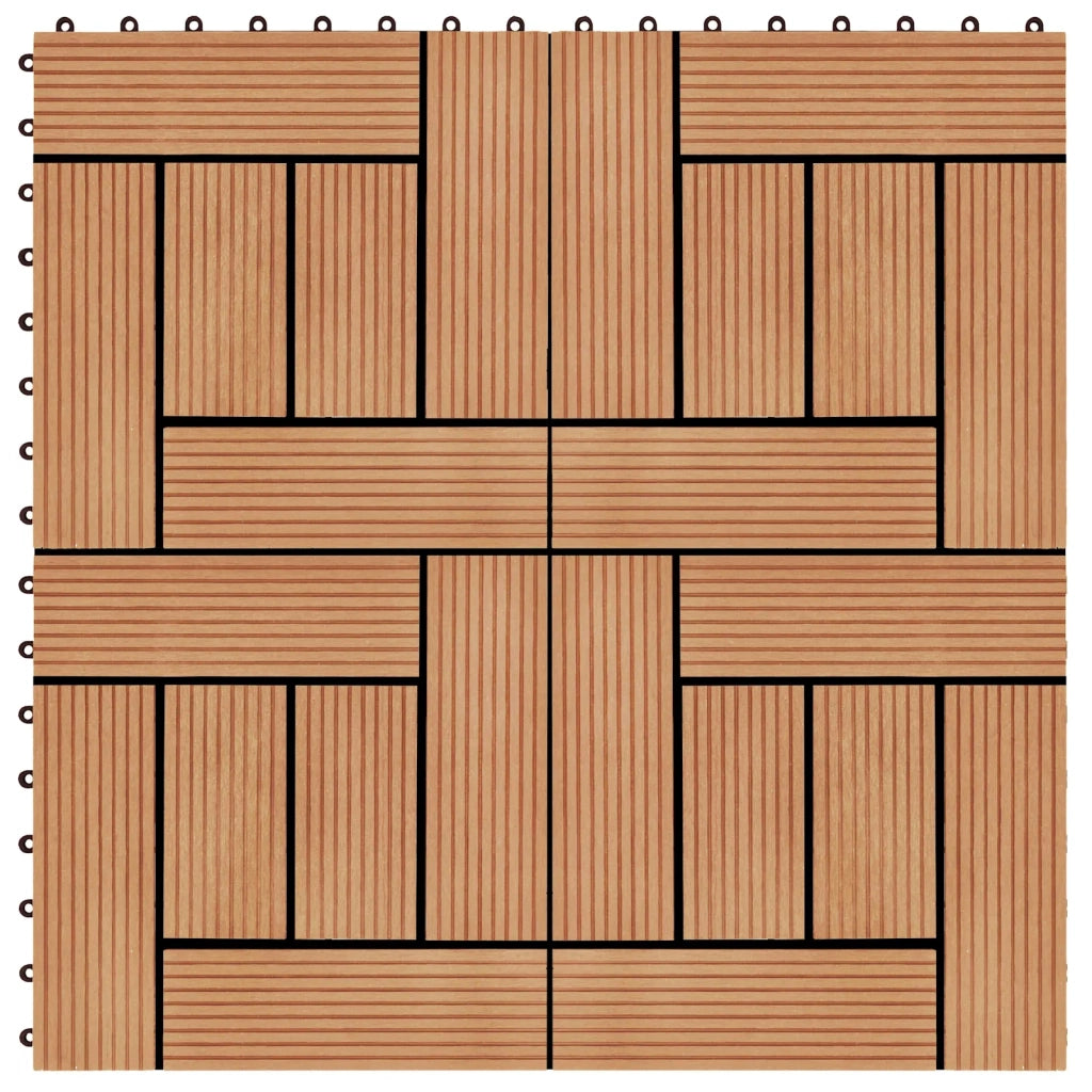 Piastrella per Decking 11 pz Teak riciclato 30 x 30 cm WPC CFW7276959