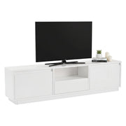 Mobile porta TV Morrigan, Credenza da soggiorno, Armadio basso per TV, Base parete attrezzata, 160x30 h42 cm, Bianco