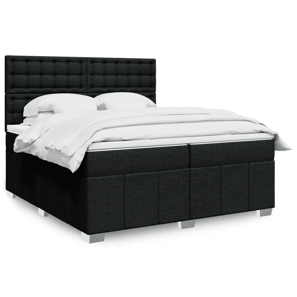 Giroletto a Molle con Materasso Nero 200x200 cm in Tessuto 3291791