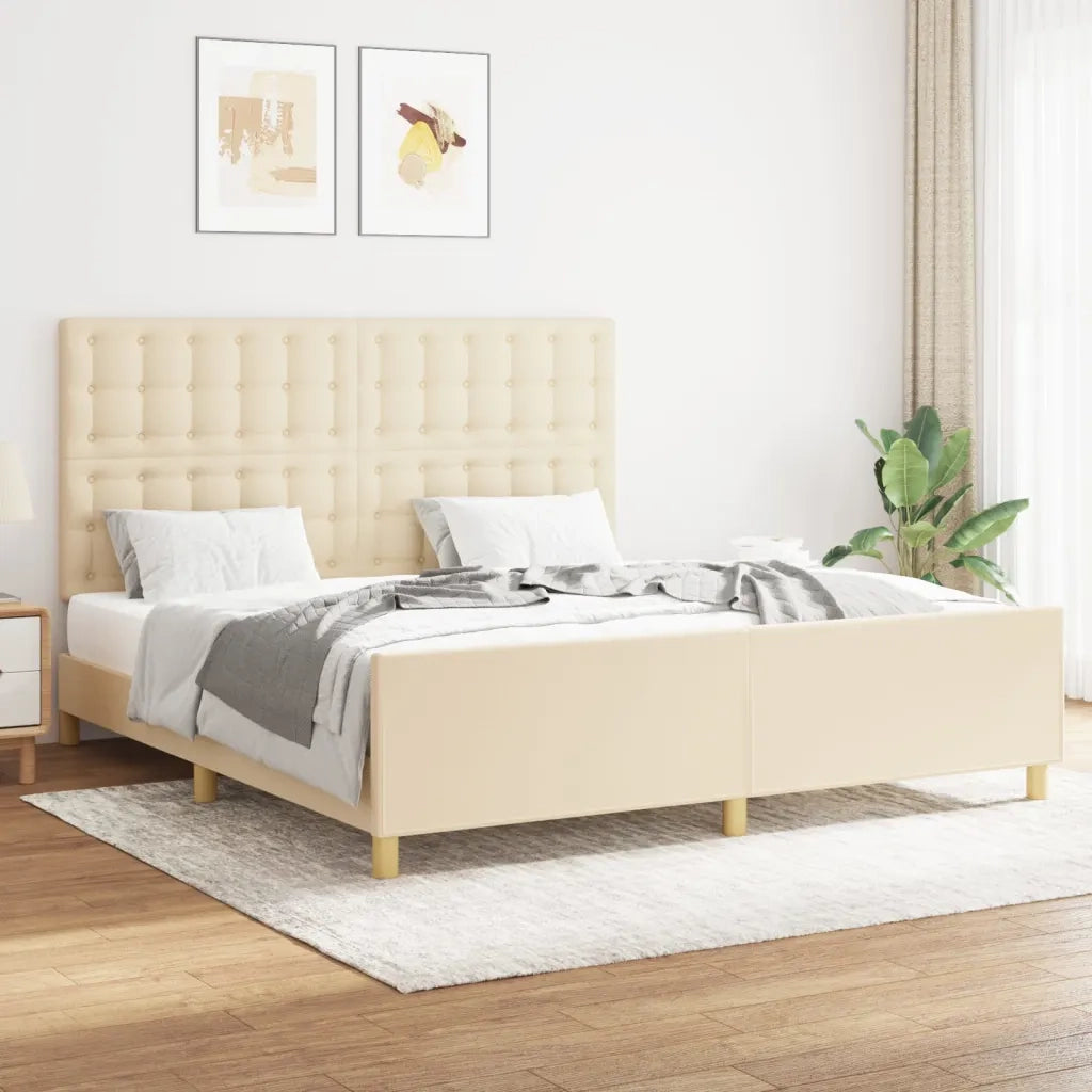 Giroletto senza Materasso Crema 160x200 cm in Tessuto