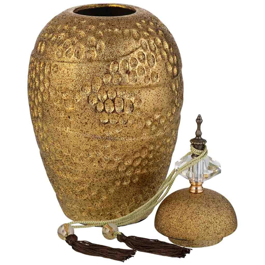 Vaso in ceramica dorata, D17,5x37,5h cm
