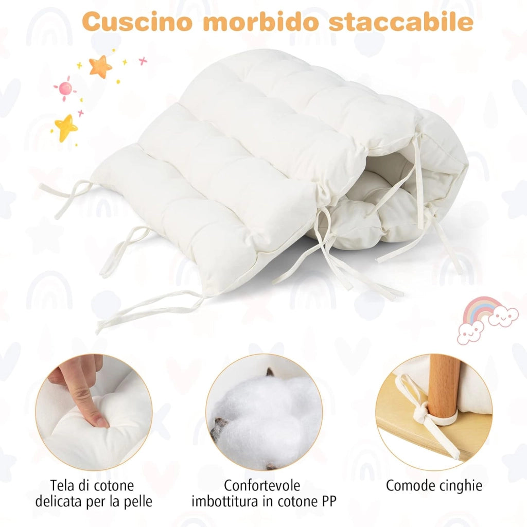 Arco da Arrampicata per Bambini, 2 in 1 Altalena ad Arco in Legno con Cuscino Morbido, Doppia Faccia, Ideale per Bambini 1+ Anni (Naturale)