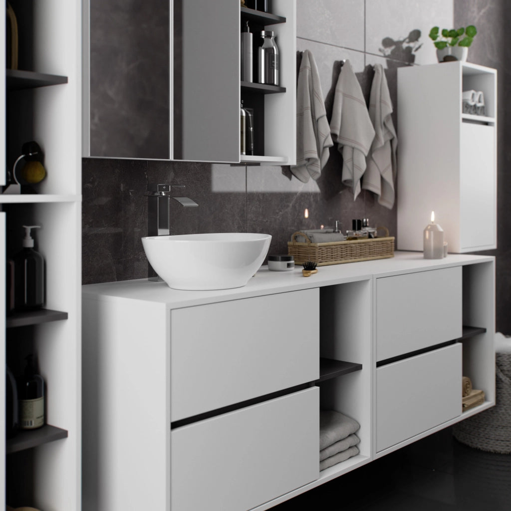 Mobile bagno sospeso VAMI Bianco, Grigio Grafite 35 cm 1 anta 35x30x80 cm