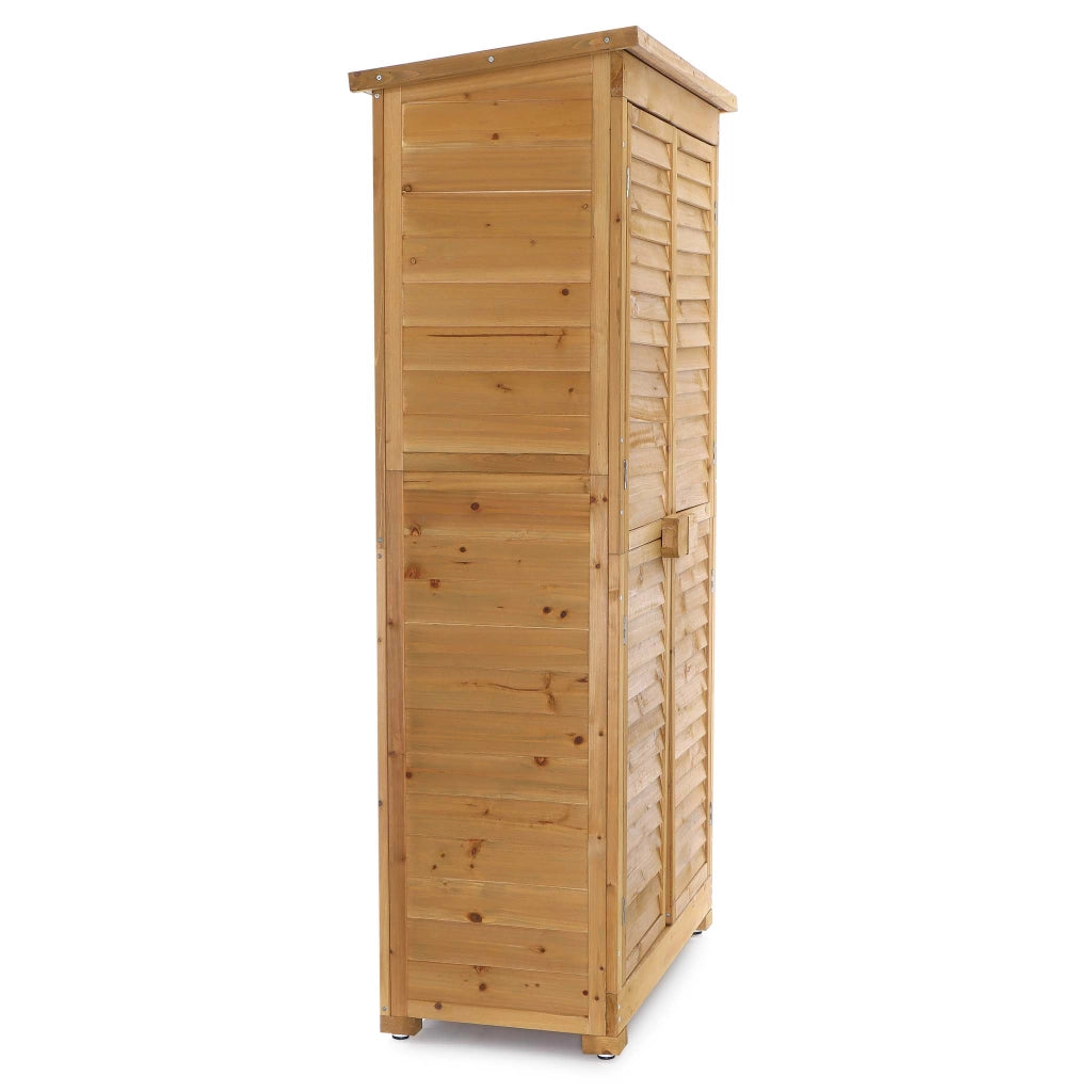 Armadio da giardino con ante battenti a persiana 870x465x1600 mm legno di abete con tetto in bitume