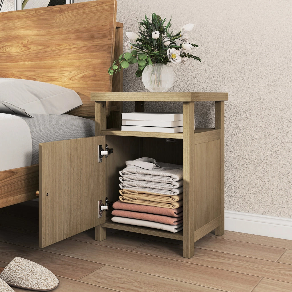 Comodino con Anta in Rattan ¨C Xylo ¨C Legno Naturale 40x35x55 cm