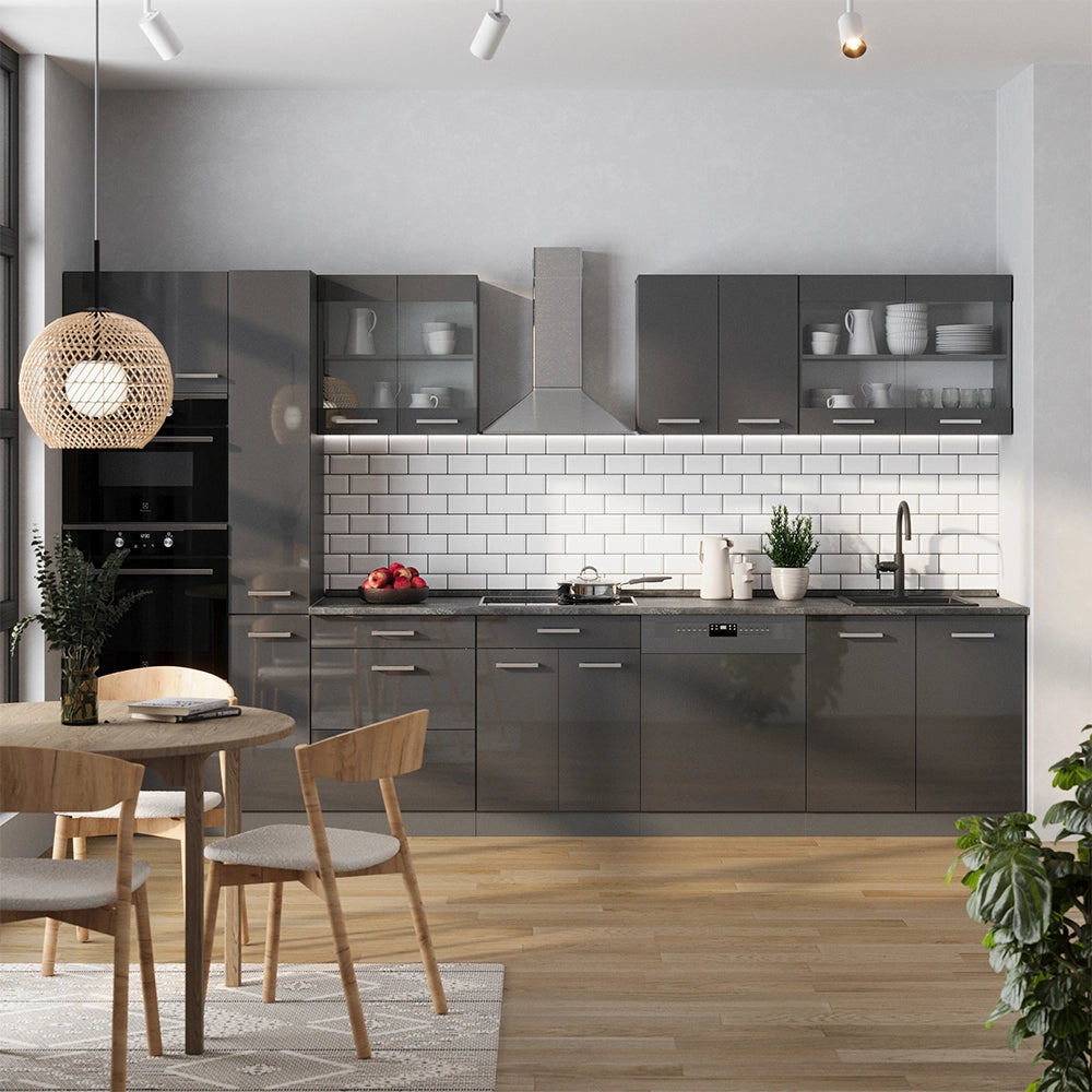 Vicco Cucina  Antracite lucido/antracite 350 cm , PL Marmo