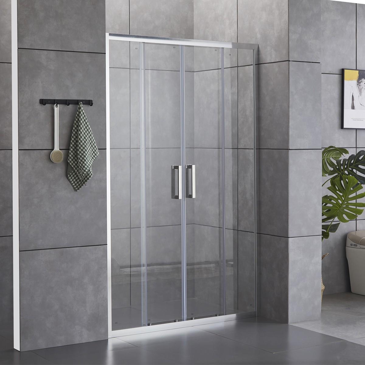 Porta Parete Doccia 160 cm 2 Ante Scorrevoli in Cristallo Trasparente 6mm H190 Bonussi Giuly