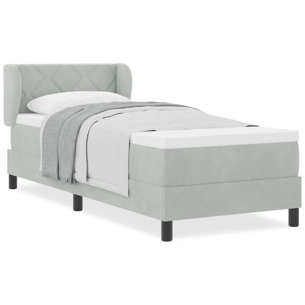 Letto con Rete a Molle e Materasso Grigio Chiaro 80x200 cm Velluto
