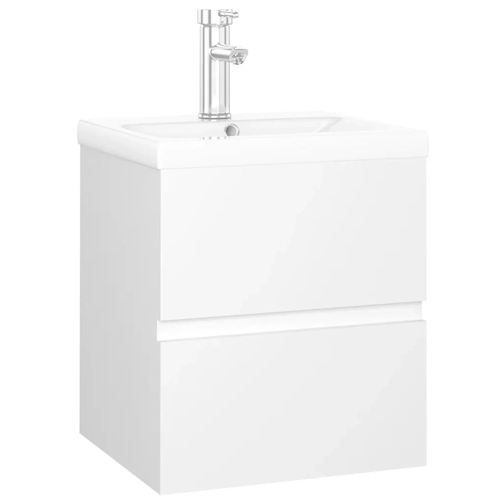Mobile con Lavabo | Armadio Lavabo Integrato Bianco in Legno Multistrato