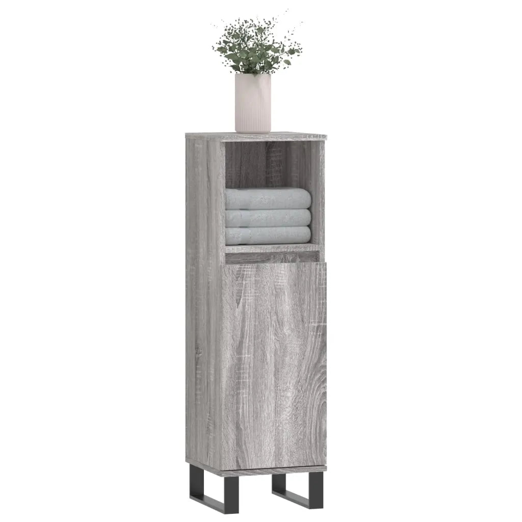 Armadietto Bagno Grigio Sonoma 30x30x100cm in Legno Multistratocod mxl 104677