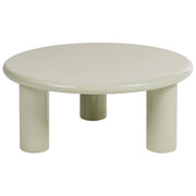 Tavolino da caffè verde oliva in MDF con finitura lucida piano rotondo liscio diametro 80 cm design scandinavo moderno per soggiorno