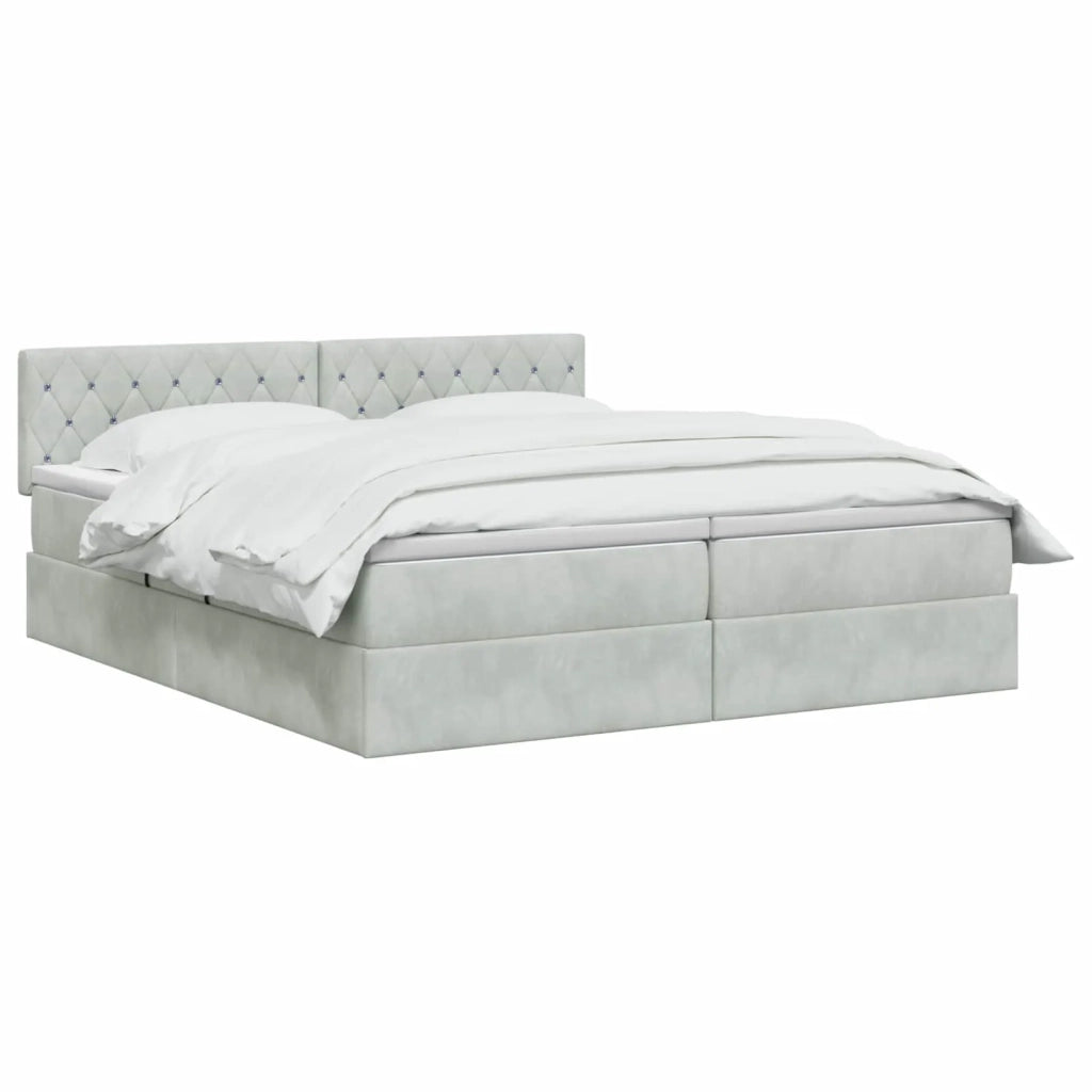 Letto con Contenitore con testiera 2 pz Grigio Chiaro 3458931