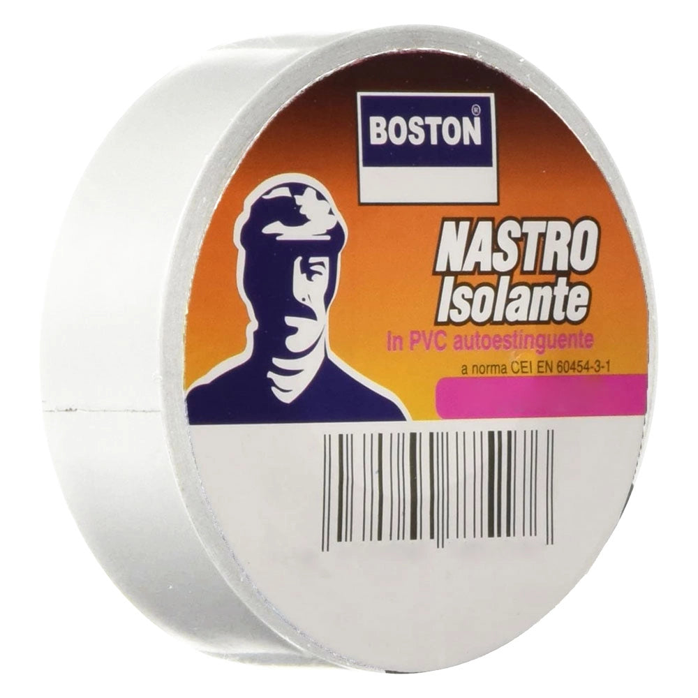 NASTRO ISOLANTE mm. 19 x 25 mt - bianco- 8 pezzi  - BOSTON