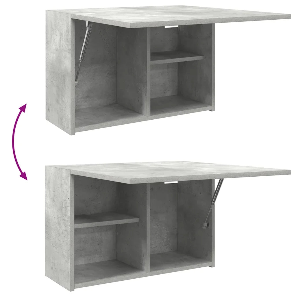 Mobiletto da bagno minimalista e funzionale a parete 60 x 25 x 40 cm realizzato in legno composito grigio cemento 02_0051263