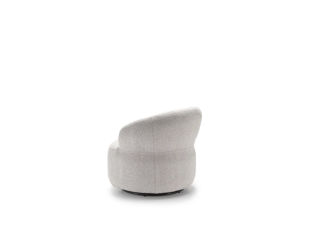 Poltrona Julep Girevole in tessuto bouclé color Grigio Chiaro e struttura in metallo nero - Stones