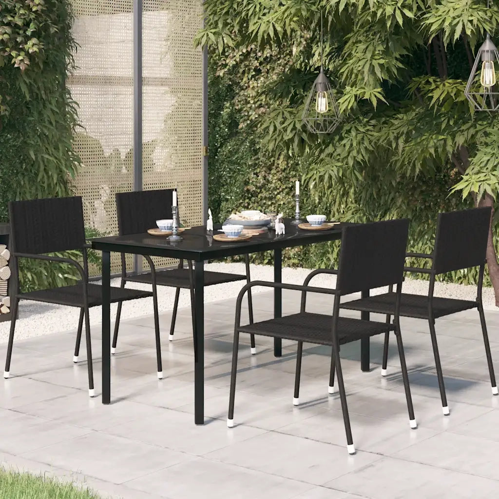 Tavolo da Giardino Nero 140x70x74 cm in Acciaio e Vetro cod mxl 49380