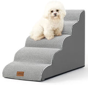 Trappola per cani per piccoli cani 57 cm, Trappola per cani per lettino alto in schiuma, Trappola per cani con fodera lavabile e pavimento antiscivolo, 40 x 84 x 57 cm, 5 gradini, bianco/nero