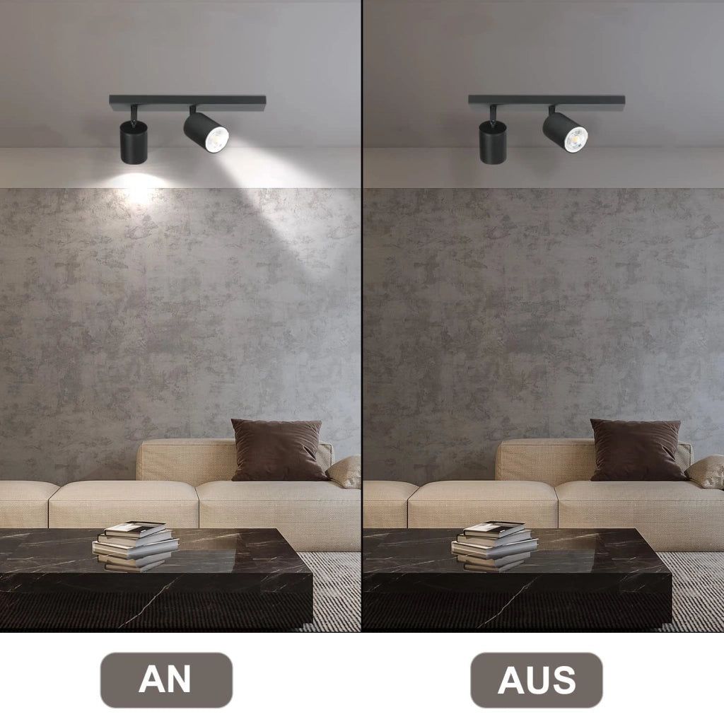 ZMH Faretto da soffitto neri 2 luci GU10 max 25W rotativi 350° industriali anche parete per corridoio salotto