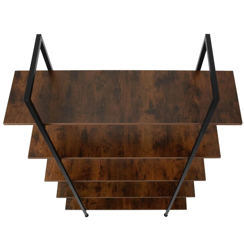 Libreria grande in stile industriale/vintage con 5 ripiani 179,5 cm marrone 08_0000254