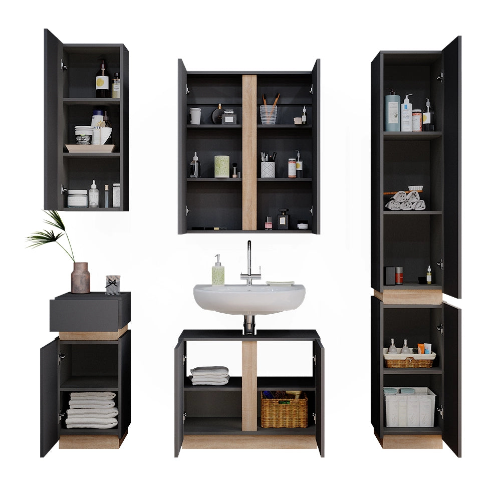 Vicco Set di mobili da bagno Antracite 5 parti