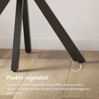 Tavolo da Pranzo Moderno Rotondo per 4 Persone in Acciaio e MDF, Ø100x75cm, Nero