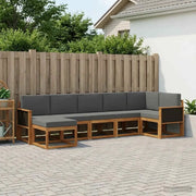 Set di divani da esterno 7 pcs Naturale e Antracite Poliestere