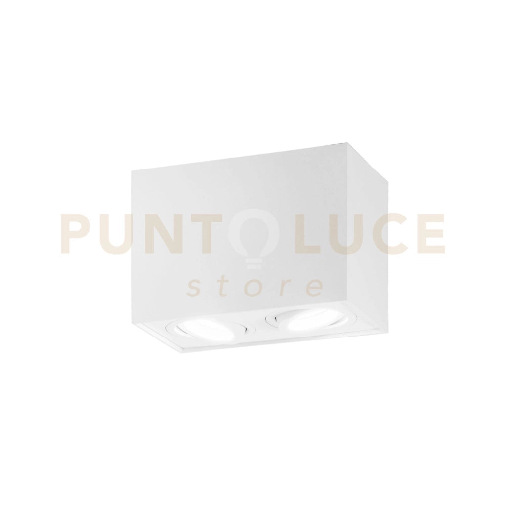 PLAFONIERA TOWN BIANCA QUADRATA 2 LUCI ATTACCO GU10 17,8X9,6X12,5CM