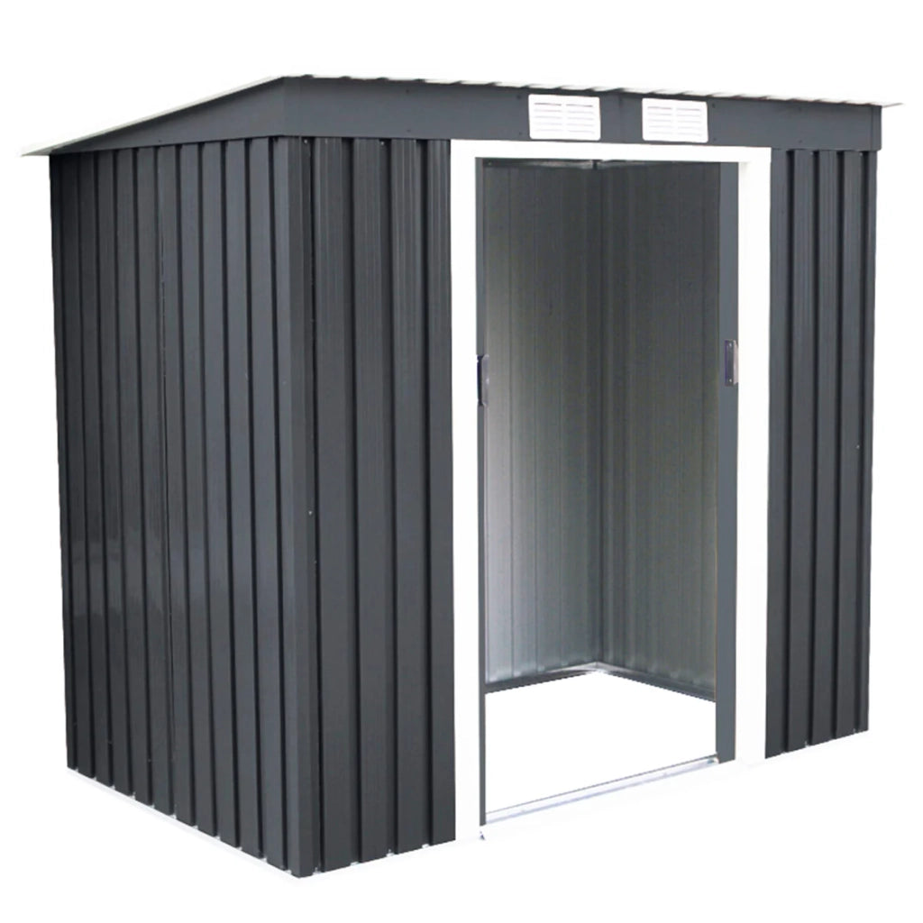 Casetta da giardino in lamiera zincata 213 x 130 x 173 cm grande capienza con ventilazione naturale stile contemporaneo grigio 20_0020630